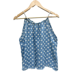Anthropologie Maeve polka dot top blue white size medium